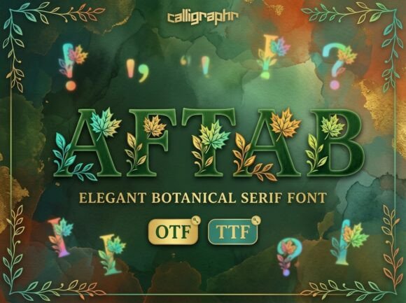 Aftab Autumn Leaf Motif Serif Font